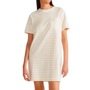 Everlane Organic Cotton Cream Weekend Tee Striped Mini Dress